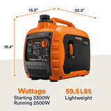 Generac Portable Inverter Generator, 3300i | With COsense 49ST/CSA