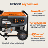 Generac Portable Generator, 6500 | With COsense | 49ST