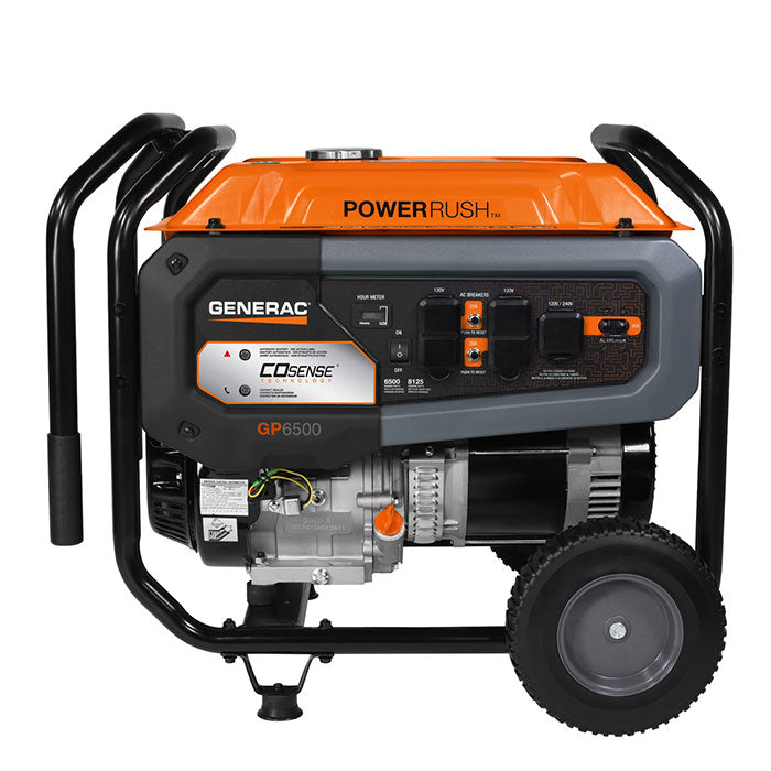 Generac Portable Generator, 6500W | Electric Start with COsense | 49ST/CSA