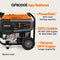 Generac Portable Generator, 8000W | Electric Start with COsense | 49ST/CSA
