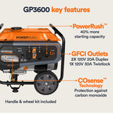 Generac Portable Generator, 3600W | With COsense | 49ST/CSA