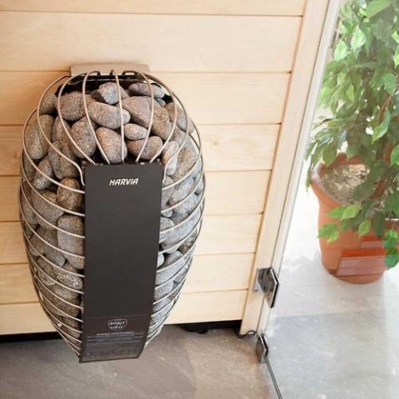 Harvia Spirit Wall Mount Black Electric Sauna Heater With Digital Control & Sauna Stones [SP60/80E] (SAK27496)
