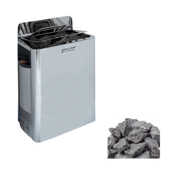 Harvia The Wall Stainless Steel Built-In Wall Mount Sauna Heater With Illuminated Controls & Sauna Stones [SW60/80] (SAK21467)