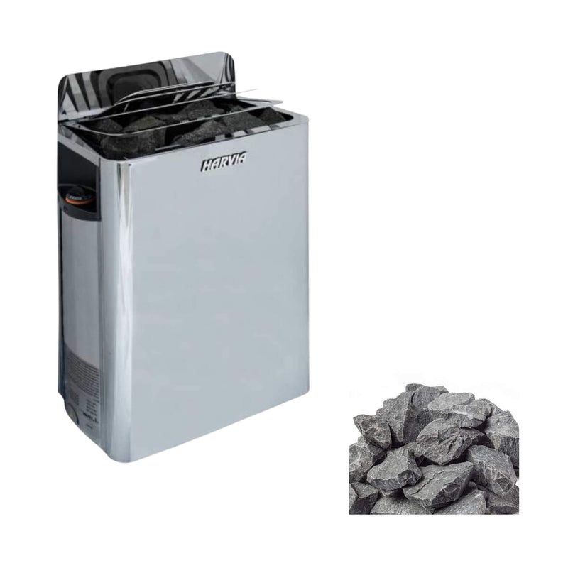Harvia The Wall Stainless Steel Built-In Wall Mount Sauna Heater With Illuminated Controls & Sauna Stones [SW60/80] (SAK21467)