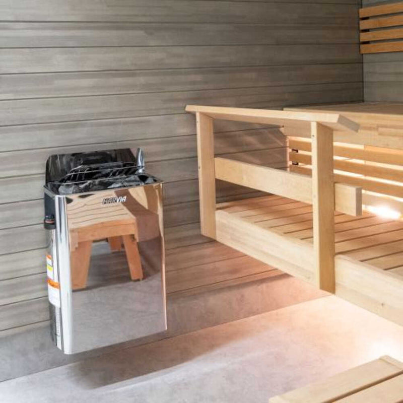 Harvia The Wall Stainless Steel Built-In Wall Mount Sauna Heater With Illuminated Controls & Sauna Stones [SW60/80] (SAK21467)