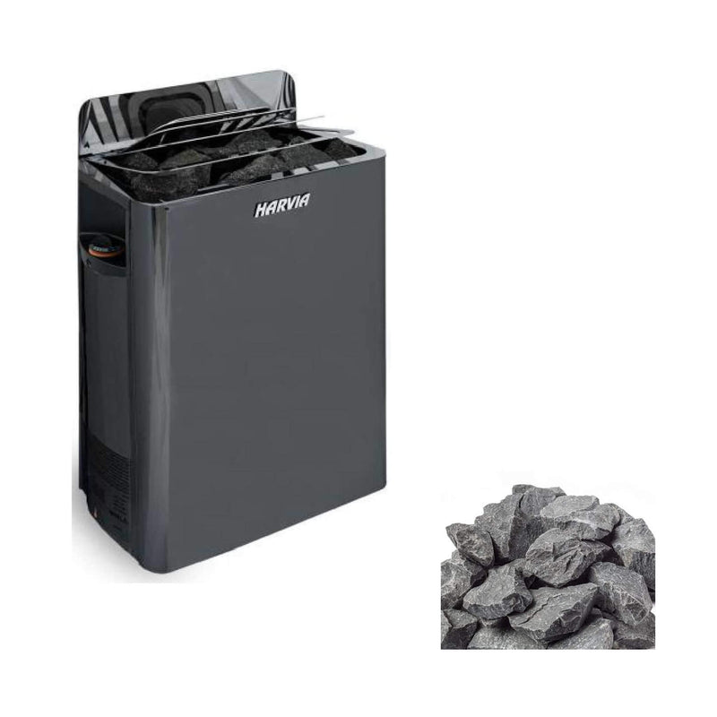 Harvia The Wall Stainless Steel Built-In Wall Mount Sauna Heater With Illuminated Controls & Sauna Stones [SW60/80] (SAK21467)