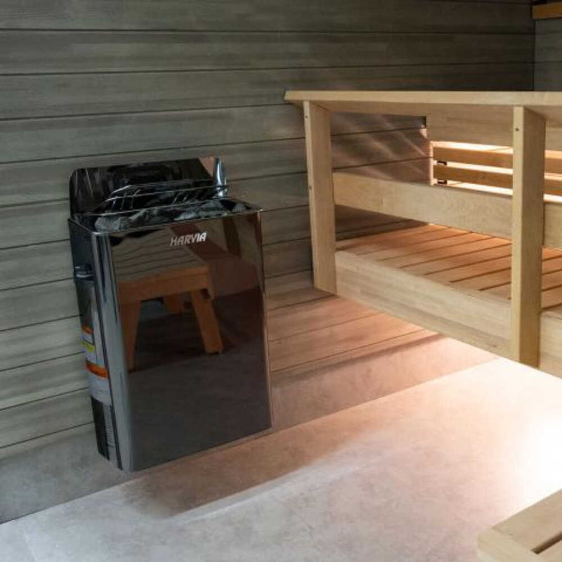 Harvia The Wall Stainless Steel Built-In Wall Mount Sauna Heater With Illuminated Controls & Sauna Stones [SW60/80] (SAK21467)