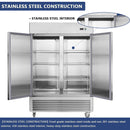 Heavy Duty 54" Stainless Steel 2-Door Reach-In Upright Commercial Freezer (SAK66598)