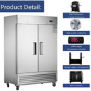 Heavy Duty 54" Stainless Steel 2-Door Reach-In Upright Commercial Freezer (SAK66598)