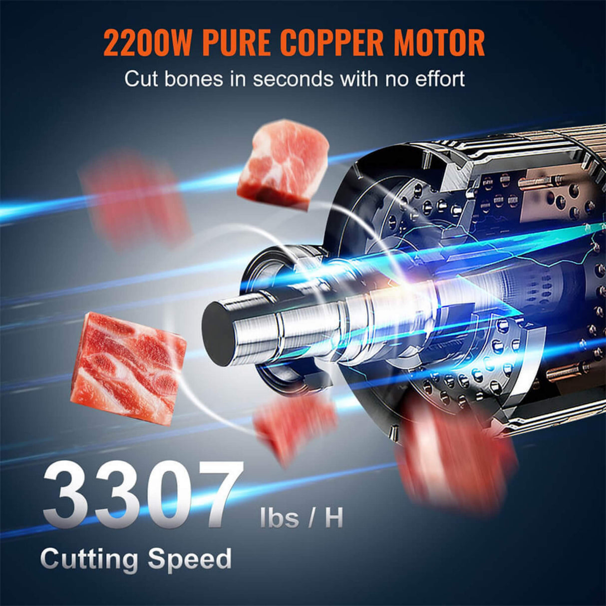 Heavy-Duty Commercial 2200W Electric Meat Bone Saw Cutting Band Machine With 6 Saw Blades (SAK91753)