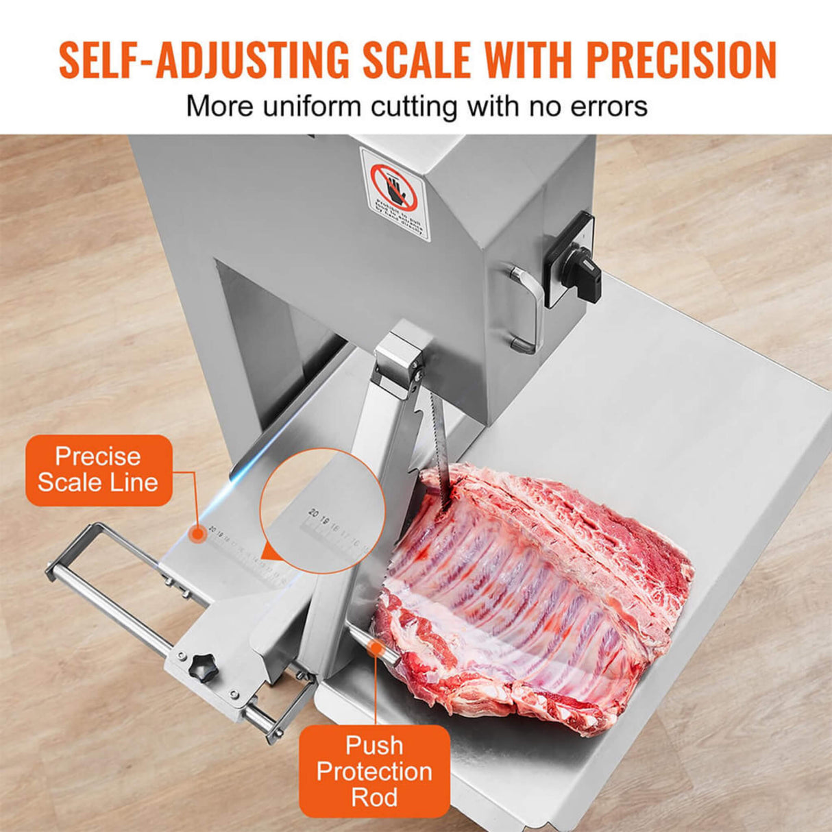 Heavy-Duty Commercial 2200W Electric Meat Bone Saw Cutting Band Machine With 6 Saw Blades (SAK91753)