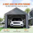 [12x20FT] Heavy Duty Outdoor Premium Garage Tarp Canopy Shelter W/ Removable Sidewalls (SAK94615)