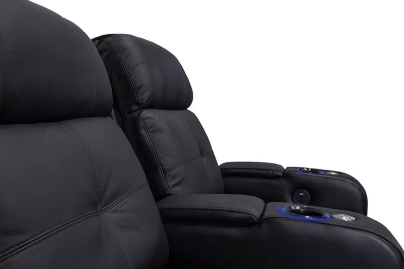 Valencia Verona Leather Home Theater Seating Row of 2, Black