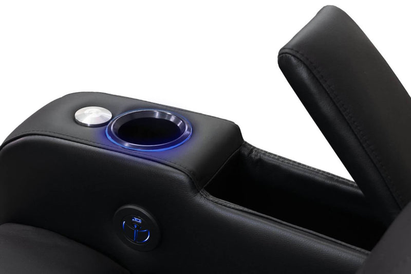 Valencia Verona Single Leather Home Theater Seating Power Headrest, Black