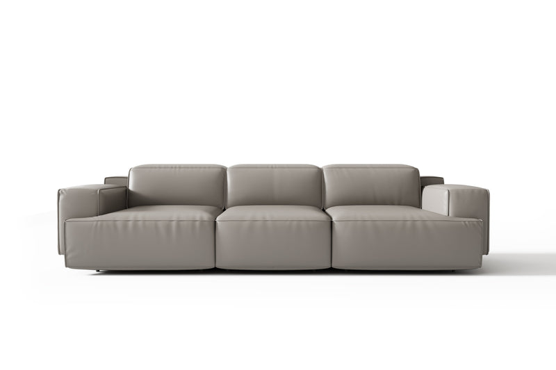 Valencia Valentina Leather Three Seats Recliner Sofa, Light Grey