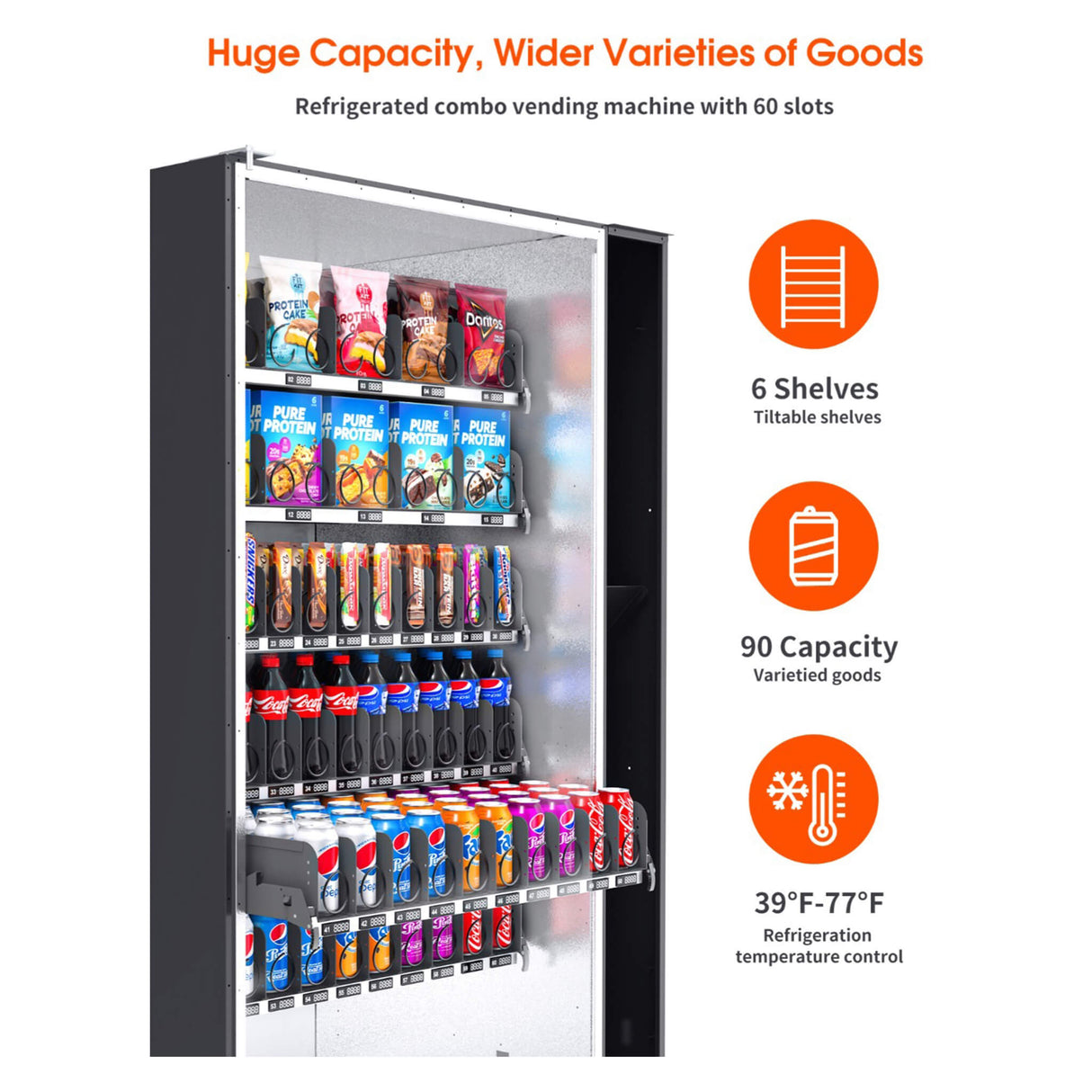 Large 60-Slot Commercial Snack And Drink Refrigerated Combo Vending Machine (SAK58735)