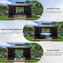 [12x14FT] Large Heavy Duty Outdoor Aluminum Patio Hard Double Steel Top Backyard Sun Room Gazebo (94625371)