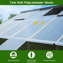 [10x12FT] Large Heavy Duty Outdoor Walk-In Polycarbonate Aluminum Frame Greenhouse With Adjustable Vents & Sliding Doors (SAK93648)