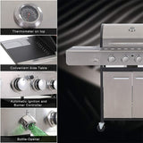 Large Outdoor BBQ Stainless Steel Propane Gas Grill With 4 Burners, 42K BTU (93564712)