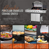 Large Outdoor BBQ Stainless Steel Propane Gas Grill With 4 Burners, 42K BTU (93564712)