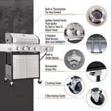 Large Outdoor BBQ Stainless Steel Propane Gas Grill With 4 Burners, 42K BTU (93564712)