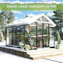 [08x12FT] Large Premium Outdoor Aluminum Polycarbonate Greenhouse With Double Swing Doors (SAK92641)