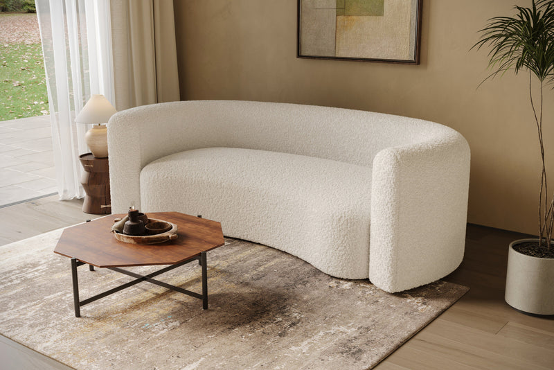Valencia Letizia Curved Boucle Sofa, Winter White