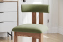 Valencia Carlo Natural Oak Wood Green Mohair Dining Chair, Green (Set of 2)
