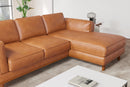 Valencia Artisan Top Grain Leather Three Seats with Right Chaise Sofa, Cognac