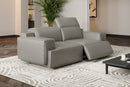 Valencia Valentina Leather Loveseat Recliner Sofa, Light Grey