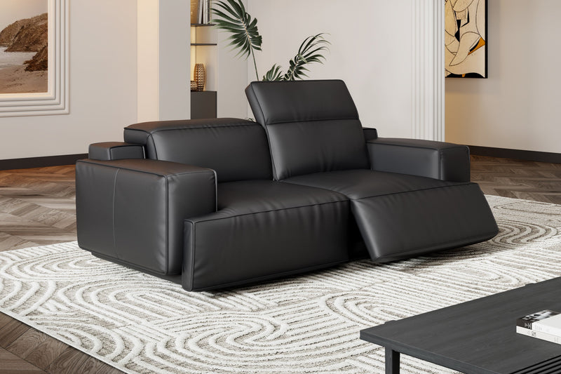 Valencia Valentina Leather Loveseat Recliner Sofa, Black