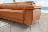 Valencia Pista Modern Top Grain Leather Reclining Sectional Sofa with Left-Hand Facing Chaise, Cognac