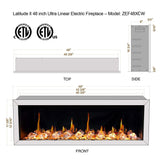 Litedeer Homes Gloria II 48" Smart Electric Fireplace with App Control and Diamond-like Crystal Media - ZEF48XCW, White