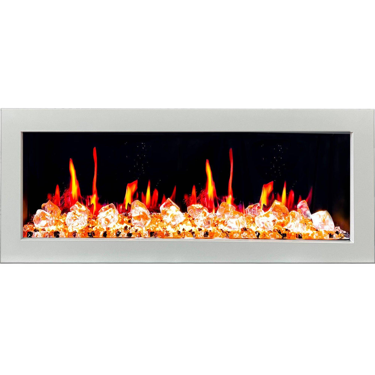 Litedeer Homes Gloria II 48" Smart Electric Fireplace with App Control and Diamond-like Crystal Media - ZEF48XCW, White