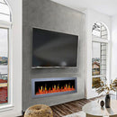 2025 New Litedeer Homes Gloria II 58" Smart Electric Fireplace with App Driftwood Log & River Rock - ZEF58VS, Silver