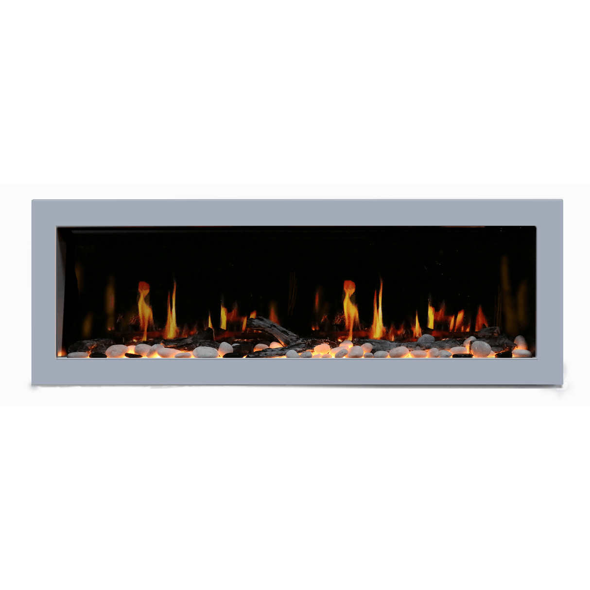 2025 New Litedeer Homes Gloria II 58" Smart Electric Fireplace with App Driftwood Log & River Rock - ZEF58VS, Silver