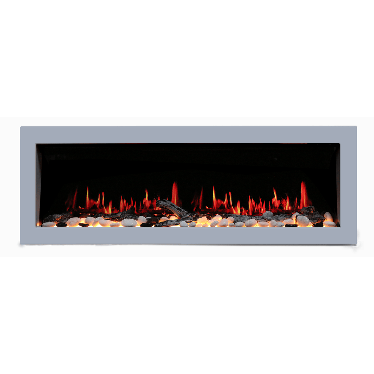 2025 New Litedeer Homes Gloria II 58" Smart Electric Fireplace with App Driftwood Log & River Rock - ZEF58VS, Silver