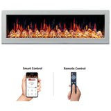Litedeer Homes Gloria II 68" Smart Electric Fireplace with APP Diamond-like Crystal - ZEF68XCW, White