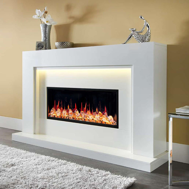 2025 New Litedeer Homes Latitude 45-inch Ultra-Slim Smart Electric Fireplace with 1-inch Trim, Multi-Flame LED, Crushed Ice Rocks, WiFi/App-Control, Flush/Recessed/Wall-Mounted (Model: ZEF45XC)