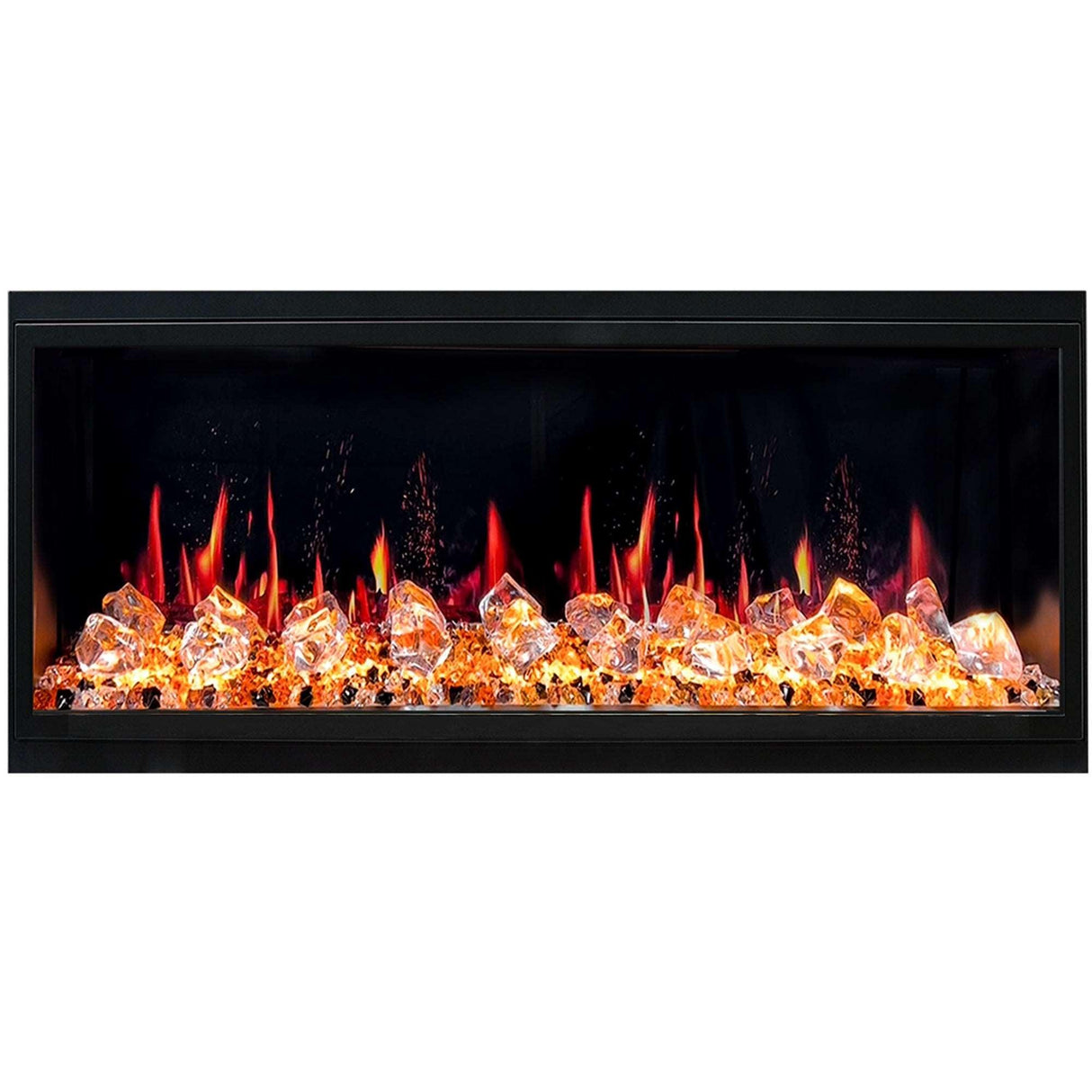 2025 New Litedeer Homes Latitude 45-inch Ultra-Slim Smart Electric Fireplace with 1-inch Trim, Multi-Flame LED, Crushed Ice Rocks, WiFi/App-Control, Flush/Recessed/Wall-Mounted (Model: ZEF45XC)