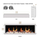 2025 NewLitedeer Homes Latitude 45" Ultra-Slim Smart Electric Fireplace – Multi-Flame LED, Driftwood Logs & River Rocks, WiFi/App-Control, Flush/Recessed/Wall-Mounted (Model: ZEF45X)