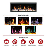 2025 NewLitedeer Homes Latitude 45" Ultra-Slim Smart Electric Fireplace – Multi-Flame LED, Driftwood Logs & River Rocks, WiFi/App-Control, Flush/Recessed/Wall-Mounted (Model: ZEF45X)