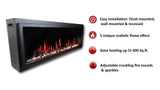2025 NewLitedeer Homes Latitude 45" Ultra-Slim Smart Electric Fireplace – Multi-Flame LED, Driftwood Logs & River Rocks, WiFi/App-Control, Flush/Recessed/Wall-Mounted (Model: ZEF45X)