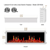 2025 New Litedeer Homes Latitude 45-inch Smart Electric Fireplace with 1-inch Trim Reflective Amber Glass - ZEF45XA