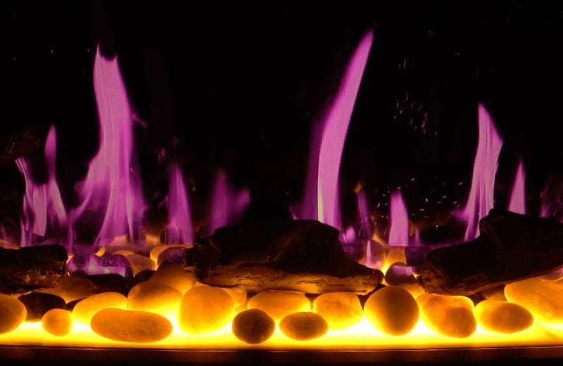 2025 New Litedeer Homes Latitude 55-inch Built-in Smart Electric Fireplace with 1-inch Trim, Multi-Flame LED, Driftwood Logs & River Rocks, WiFi/App-Control, Flush/Recessed/Built-in (Model: ZEF55V)