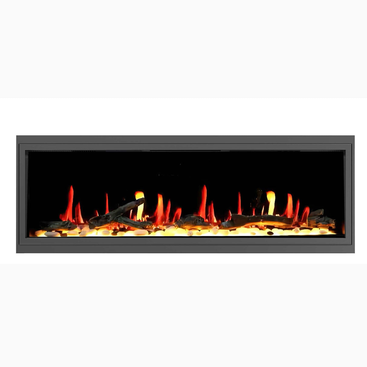 2025 New Litedeer Homes Latitude 55-inch Built-in Smart Electric Fireplace with 1-inch Trim, Multi-Flame LED, Driftwood Logs & River Rocks, WiFi/App-Control, Flush/Recessed/Built-in (Model: ZEF55V)