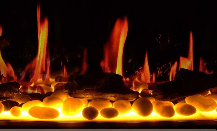 2025 New Litedeer Homes Latitude 55-inch Built-in Smart Electric Fireplace with 1-inch Trim, Multi-Flame LED, Driftwood Logs & River Rocks, WiFi/App-Control, Flush/Recessed/Built-in (Model: ZEF55V)