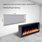 2025 New Litedeer Homes Latitude 55 inch Built-in Smart Electric Fireplace with Crackling Sounds, Diamond-like Crystal - ZEF55VC