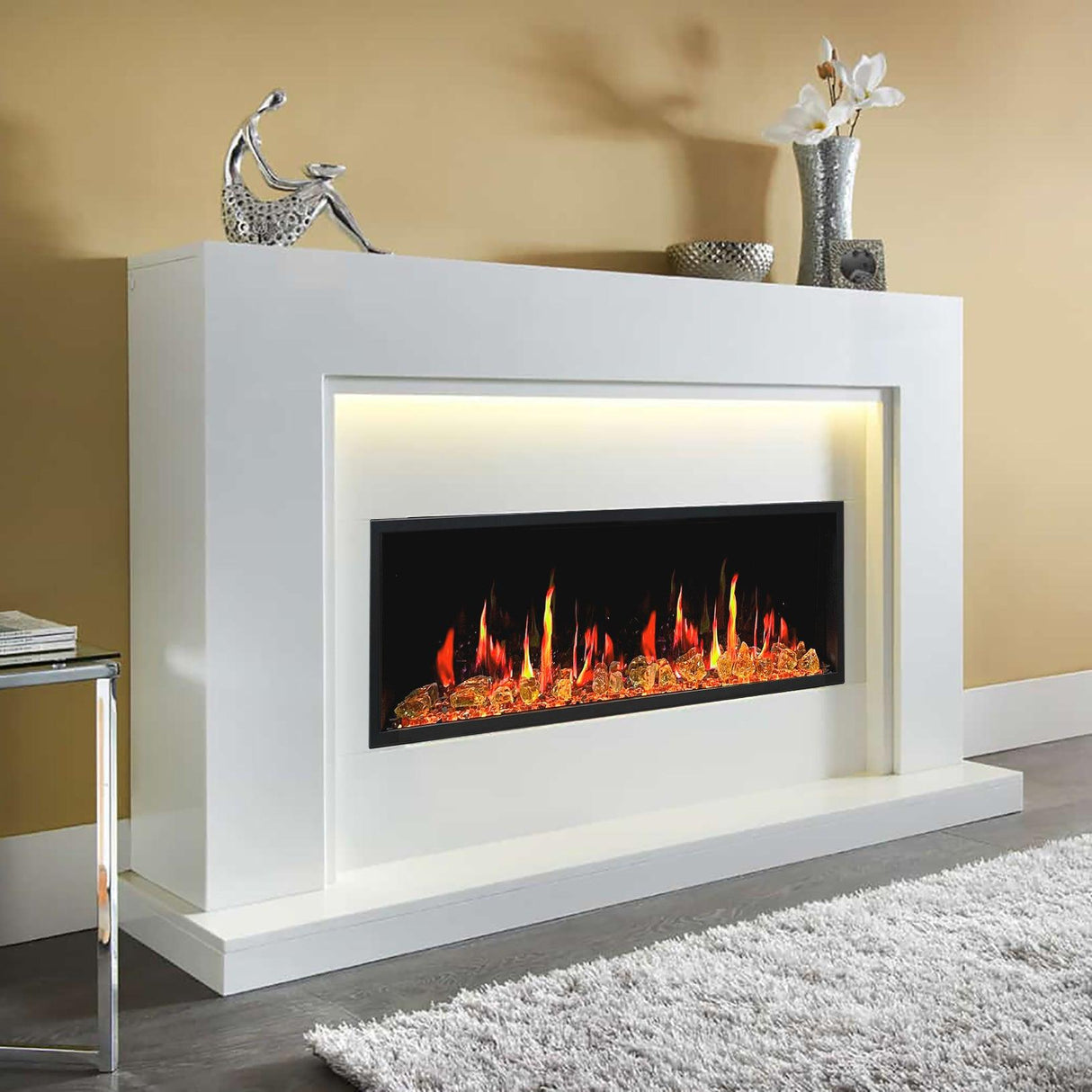 2025 New Litedeer Latitude 55" Ultra-slim Smart Electric Fireplace with Reflective Amber Glass （Model：ZEF55T)