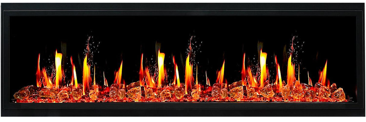 2025 New Litedeer Homes Latitude 65" Smart Built-in Electric Fireplace with Reflective Amber Glass - ZEF65XA